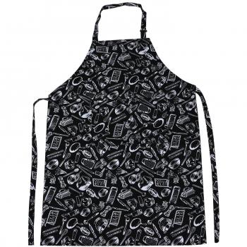 TRIXES Delantal Largo Cocinero Peculiar Diseño Negro - Delantal Cocinero - Cierre de Corbata