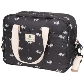 Bimbidreams Bolso Maternal Guau con Cambiador Plegable, Personalizable con Nombre Bordado, Impermeable, Gris Oscuro Estampado de Perritos