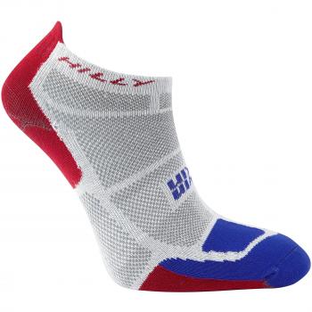Hilly Twin Skin Calcetines de Running para Hombre, Hombre, Color Grey/Electric Blue/Red, tamaño Mediano