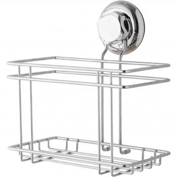Soporte para Botellas de Acero Cromado con Ventosa Compactor Best Lock - Medidas 18,5 x 13,2 x H 20,3 cm