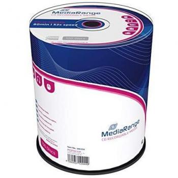 MediaRange Cake Box Caja de Discos CDR80 de 700 MB 52X, Blanco y Azul