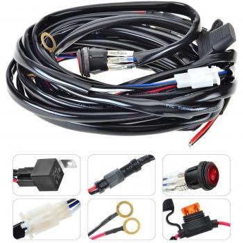 Kawell 300W Barra LED Faro de Trabajo Arneses de Cableado Faro Antiniebla Arnés de Cableado 40A Relé Interruptor de Encendido / Apagado Impermeable 1 Plomo 9 Pies