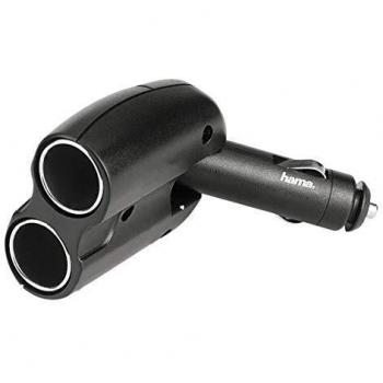 Hama - 2-way Distributor - Cigarette Lighter Socket 180°, 12 V, Negro