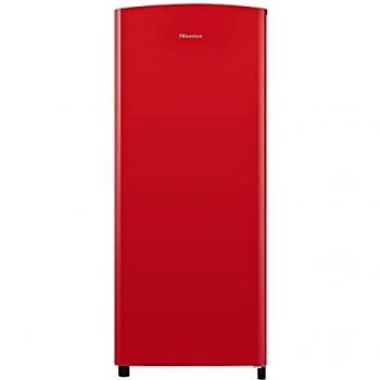Hisense RR220D4ARF - Frigorífico Una Puerta, Botellero Cromado, estantes XXL, 164 L de capacidad neta, 128 cm alto, silencioso 40 dBA, Color Rojo