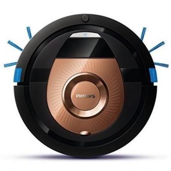Philips FC8776/01 - Robot aspirador con diseño ultrafino, 6 sensores, 4 modos de limpieza, mando a distancia, cepillo XL, negro