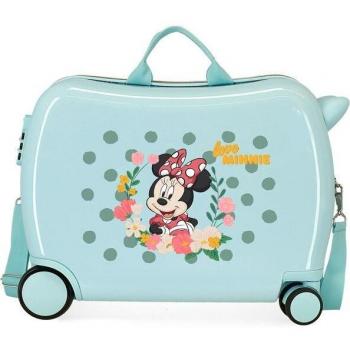 Maleta de Cabina Infantil Disney Minnie Golden Days Rígida 2 Ruedas Multidirección Correpasillos ABS Azul con Capacidad de 34L