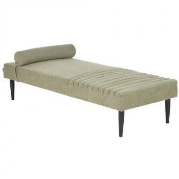 Chaise Longue Moderna Minimalista Individual de Tela Verde Mauriac con Estructura de Metal