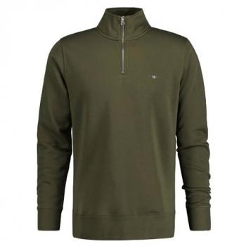 Sudadera Hombre GANT Regular Shield Verde con Media Cremallera, Algodón, Manga Larga