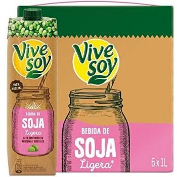Vivesoy - Bebida Vegetal de Soja Ligera - Pack de 6 x 1 L