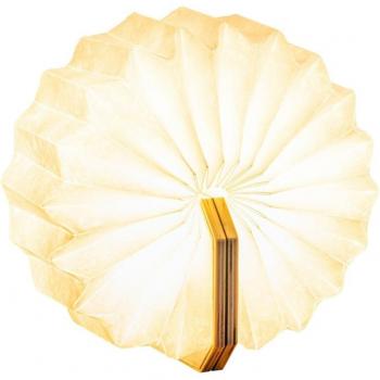 Gingko Accordion Wooden Table Lamp - 10cm Height, White Wood