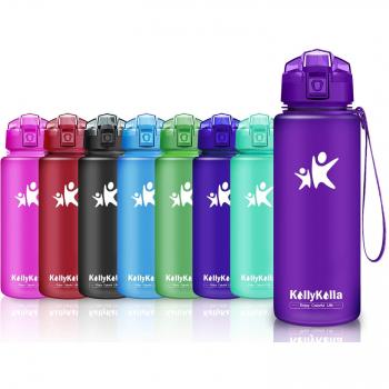 KollyKolla Botella de Agua Deportes, Botellas Sin BPA Tritan Plástico Reutilizables Ecológica con Filtro, Water Bottle para Niños, Yoga, Oficina, Senderismo, Viajes,