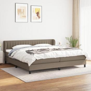 Cama Box Spring con Colchón Tapizado de Tela Gris Taupe 200x200 cm