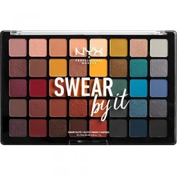 NYX Professional Makeup Paleta de sombra de ojos Swear By It Eye Shadow Palette, Tonos fríos y cálidos, Acabado mate, satinado y metalizado, 40 Colores