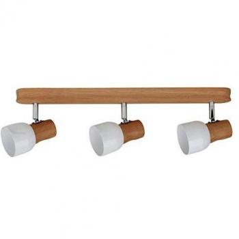 Lámpara de techo Svantje de madera, 3 focos, diseño natural