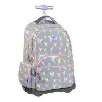 Mochila con ruedas 6 cremalleras (25 L) pastel gris