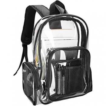 Procase Mochila Transparente Plástica Grande, Mochila Escolar PVC Resistente al Agua para el Día a Día ir a Trabajar Escuela Estadio Supermercado Gimnasio Piscina Playa -Negro