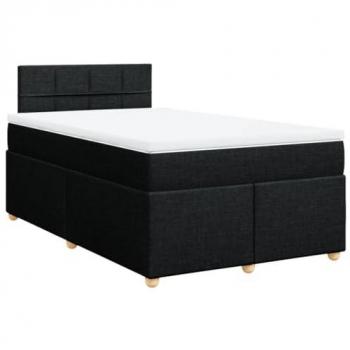 Cama Box Spring con Colchón Tela Negro 120x200 cm