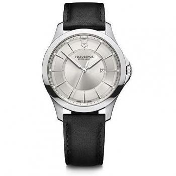 Victorinox Swiss Army Alliance Men's Watch 40mm Quartz Leather Strap Silver Dial 100M Water Resistant