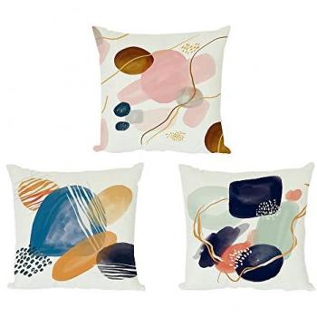 Cojín DKD Home Decor Plástico Azul Verde Multicolor Rosa Rectangular Cuadrada Abstracto 50 x 12 x 50 cm (3 Piezas)