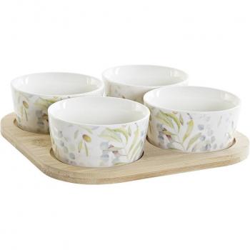 Pack 5 aperitivos de gres con diseño tropical para jardín