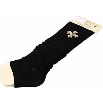 Bronze Times Polainas Medias Mulso Alta sobre la Rodilla Color Sólido de Algodón Mujer Negro