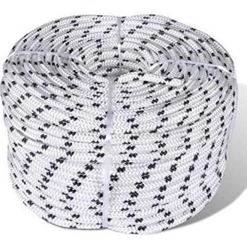 vidaXL Cuerda Trenzada de Poliéster 6 mm 250 m Blanco Soga Cordón Cable Cabo
