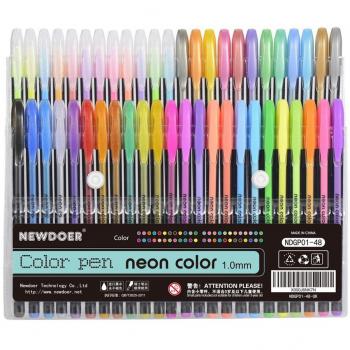 Newdoer - Lote de 48 bolígrafos de tinta de gel para colorear, ideal para adultos