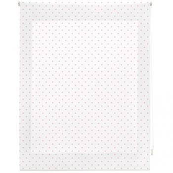 Estor Enrollable Premium de Tela Blanco con Motas Rosas - 100 x 180 cm - Elegante y Práctico