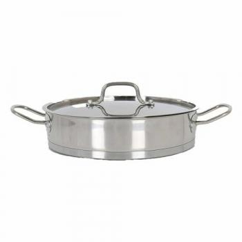 Cacerola Baja con Tapa de Acero Inoxidable QUTTIN 32CM / 0.8MM / 6L Colección Hotel - Cacerola Alta Durabilidad y Resistencia al Calor, Diseño Ergonómico