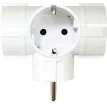Silver Electronics - Adaptador triple de 3 tomas con entrada lateral, enchufe en color blanco, potencia