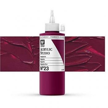 VALLEJO ACRYLIC STUDIO, PINTURA ACRÍLICA, 200ML, MAGENTA, Nº 23