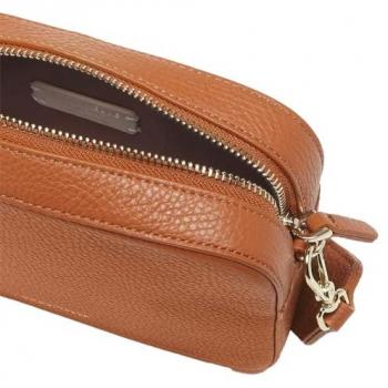 Coccinelle Tebe Brown Leather Shoulder Bag for Women 18 cm
