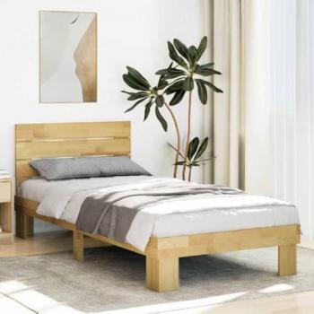 Estructura de cama con cabecero de madera maciza 80x200 cm sin colchón