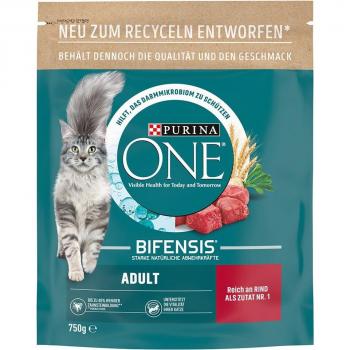 Purina ONE Bifensis Adult Beef & Whole Grains Dry Cat Food - 750g