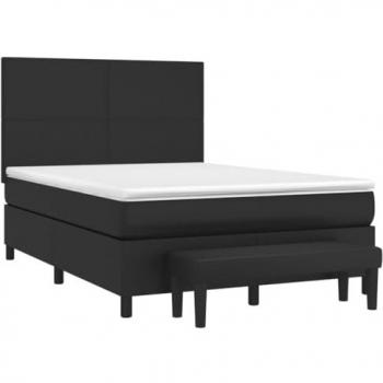 Cama box spring con colchón cuero sintético negro 140x200cm Vidaxl