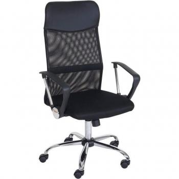 Sillón de Oficina Coach Giratorio, Ajustable en Altura, con Reposabrazos, Color Negro, Diseño Moderno, Dimensiones 112-122x64x64 cm