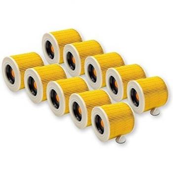 Filtro de cartucho 10x compatible con aspiradoras Kärcher MV 3 Premium y A2674 PT Plus, A2604, A2574 PT, A2656 X Plus, A2654 Me - Amarillo