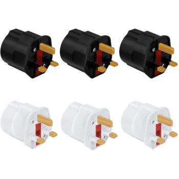 iVoler [6-Unidades] Adaptadores de Viaje Compactos para Inglaterra - Enchufe de Viaje Plug Shuko EU a UK GB Inglaterra - 2 Patas Europa hacia 3 Patas RU -