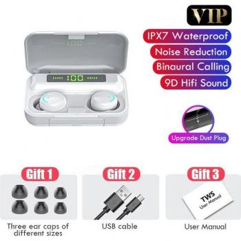 Auriculares TWS Bluetooth 5.0 con Estéreo 9D, Impermeables, Cargador de 2200mAh y Micrófono