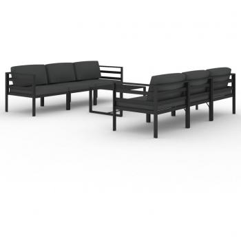 7-Piece Anthracite Aluminum Garden Lounge Set with Cushions