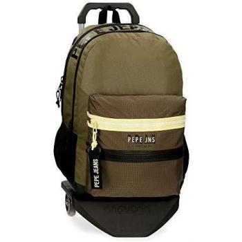 Pepe Jeans Caden Mochila Doble Compartimento con Carro Verde 31x46x16 cms Poliéster 22.82L
