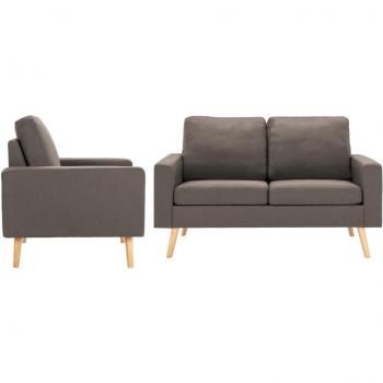 Juego de sofás de 2 piezas en tela gris taupe