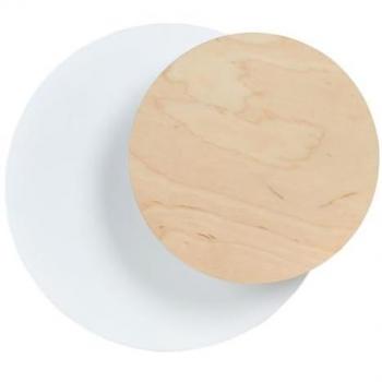 Lámpara de Pared Circle EPIKASA, Acero con Recubrimiento de Polvo y Contrachapado, Blanca, 22x20x13 cm