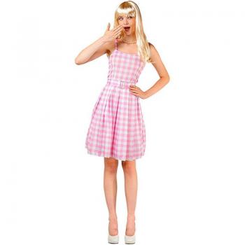 Disfraz de Vestido cuadros rosa Muñeca Famosa para mujer