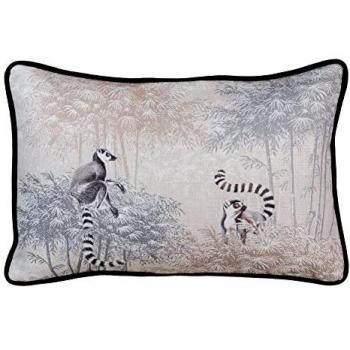 Cojín de poliéster 45 x 30 cm con diseño de animales, color negro y gris, incluye relleno