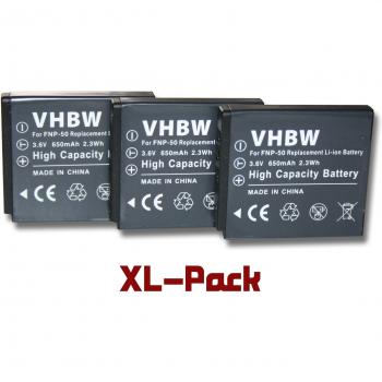 3X vhbw batería para cámara FUJIFILM FinePix X10, X20, XP150, XP170, XP200, XF1 y Fuji NP-50, Kodak Klic-7004.