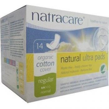 Natracare Organic Cotton Cover Regular Pads with Wings, 14 Count