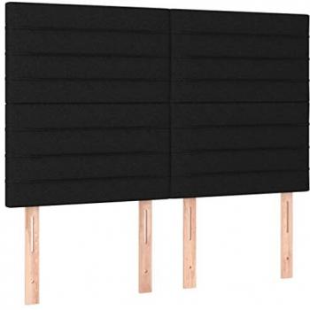 Cabecero con luces LED tapizado en tela negra, dimensiones 144x5x118/128 cm
