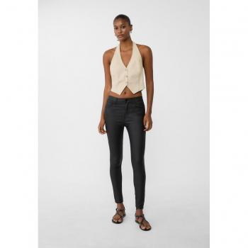 Stradivarius Coated High-Waist Trousers Black Size 6 and Size 10