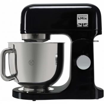 Kenwood kMix KMX75AB - Robot de Cocina Multifunción, 1000 W, Bol Metálico de 5 L con Asa, Gancho para Amasar, Varillas, Mezclado K, Acero Inoxidable, 6 Velocidades, Color Negro